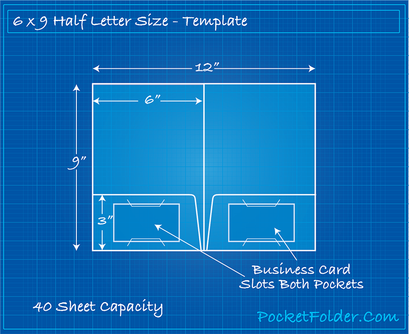 White Folders with Pockets, 6x9 Half Size Presentation Folders